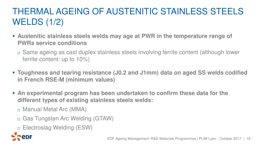 thermal ageing of austenitic stainless steels