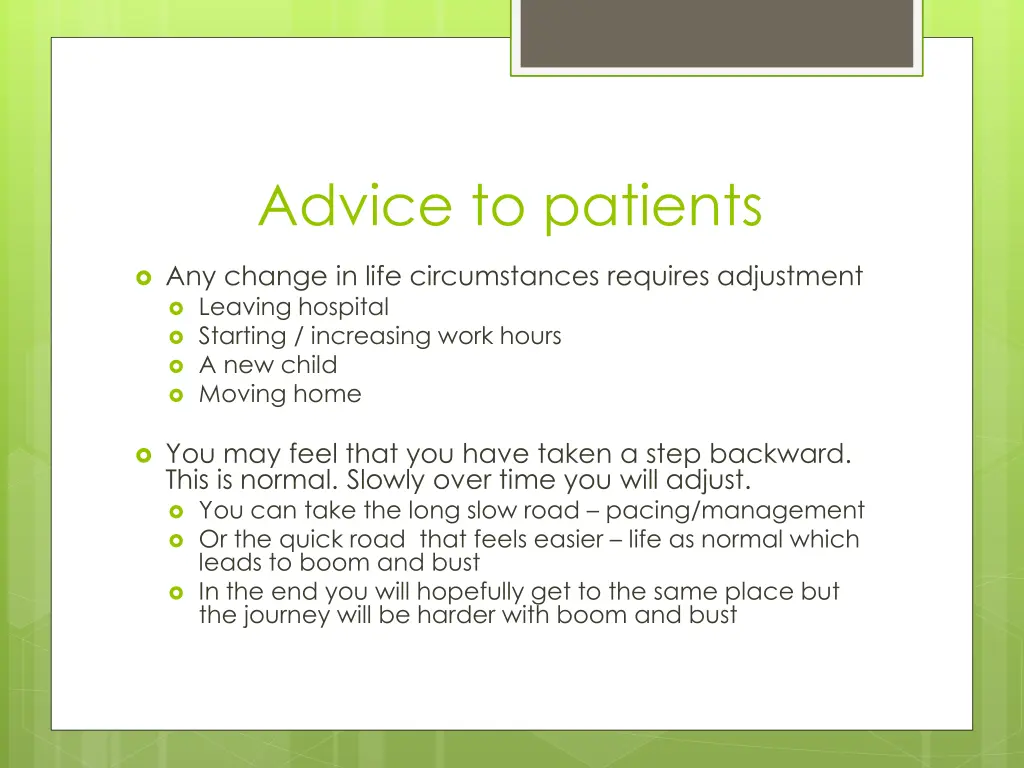 advice to patients