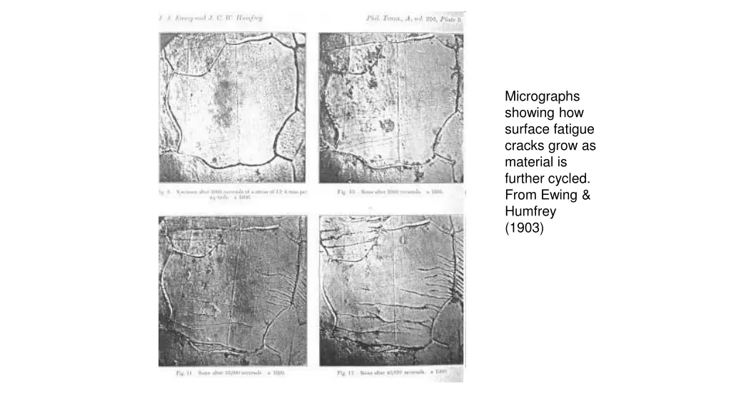 micrographs showing how surface fatigue cracks