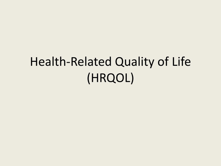 health related quality of life hrqol