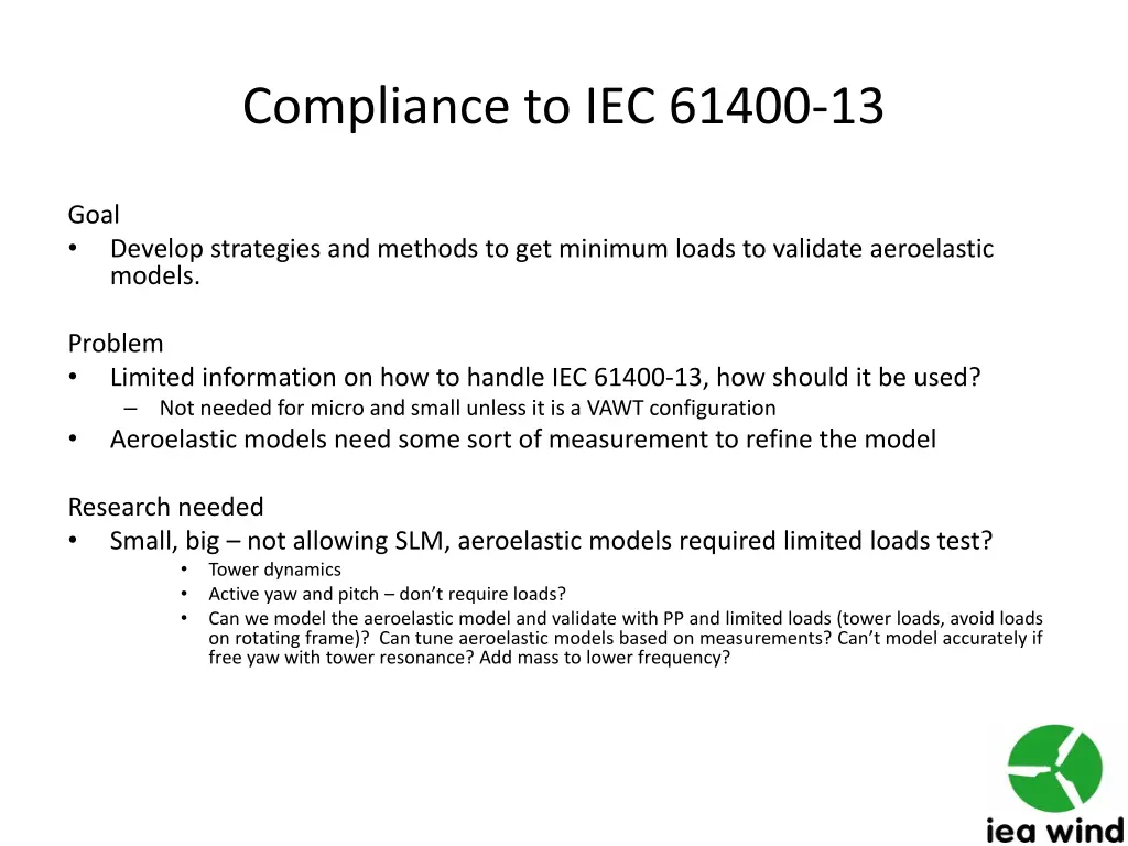 compliance to iec 61400 13