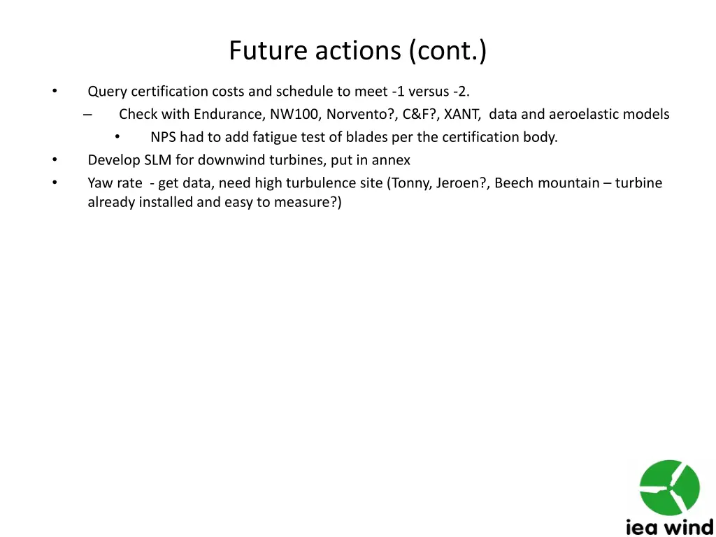 future actions cont 1