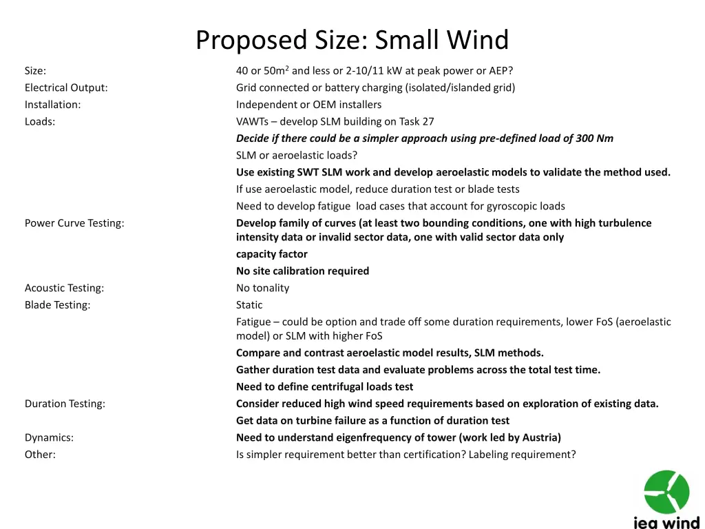 proposed size small wind