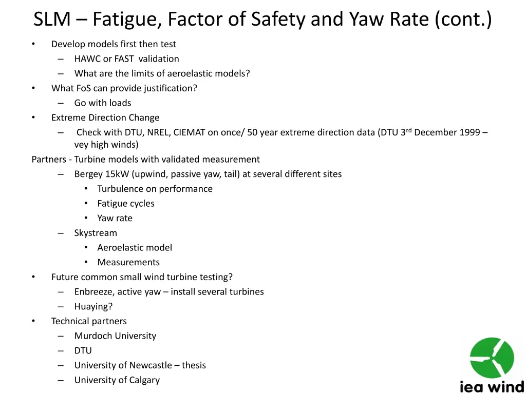 slm fatigue factor of safety and yaw rate cont