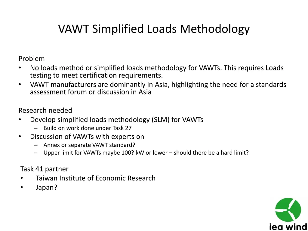 vawt simplified loads methodology