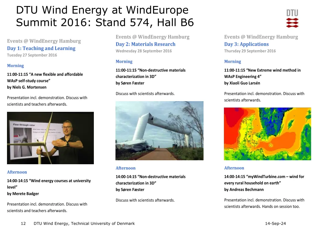 dtu wind energy at windeurope summit 2016 stand