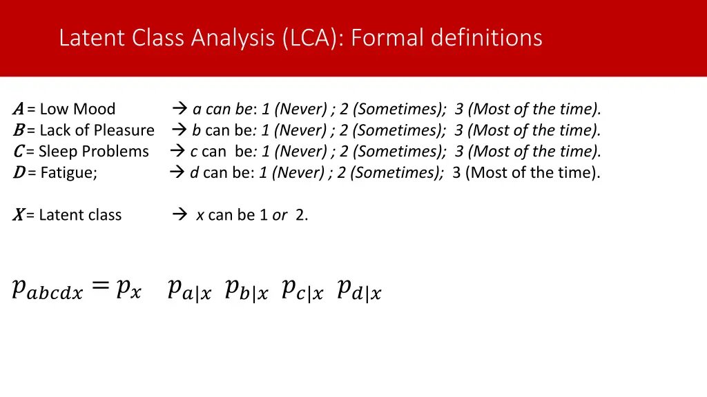 latent class analysis lca formal definitions 1