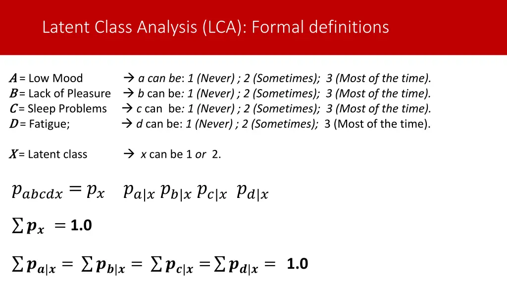 latent class analysis lca formal definitions 2