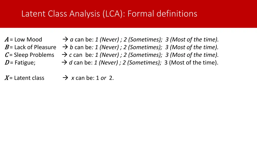 latent class analysis lca formal definitions