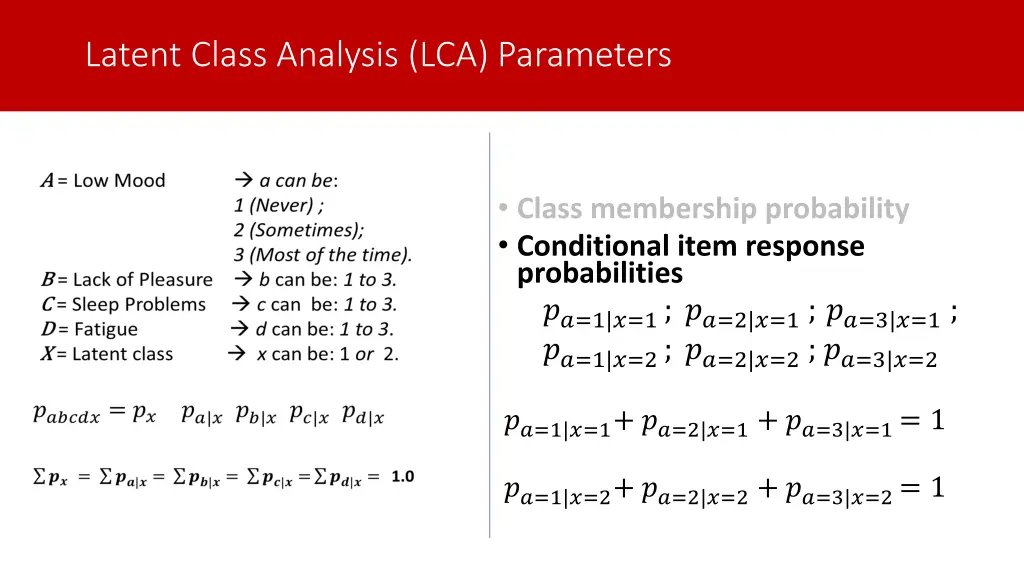 latent class analysis lca parameters 1