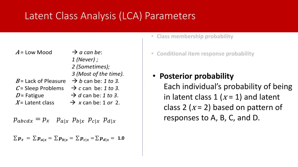 latent class analysis lca parameters 2