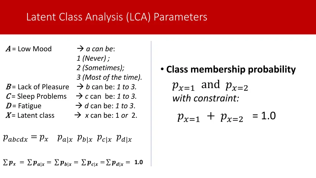 latent class analysis lca parameters