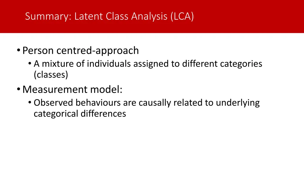 summary latent class analysis lca