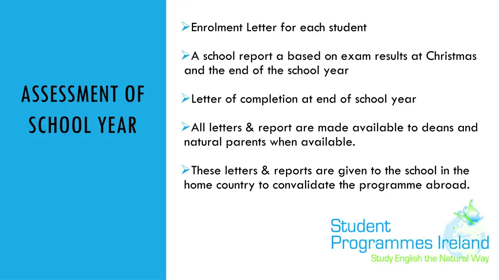 enrolment letter for each student