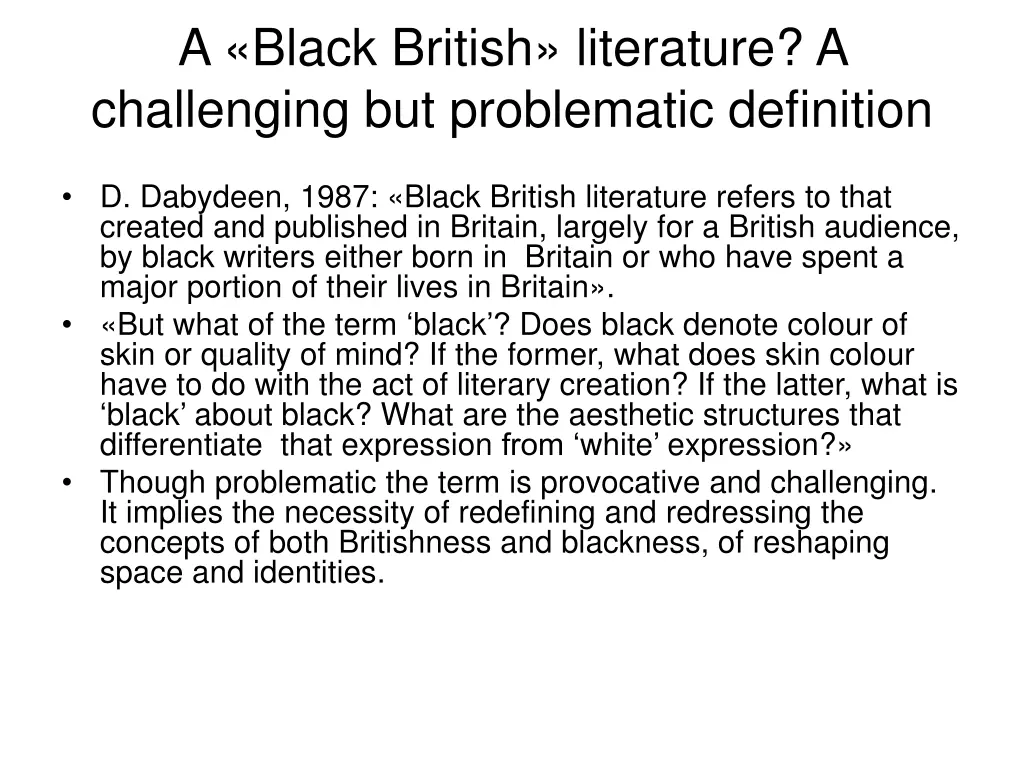 a black british literature a challenging