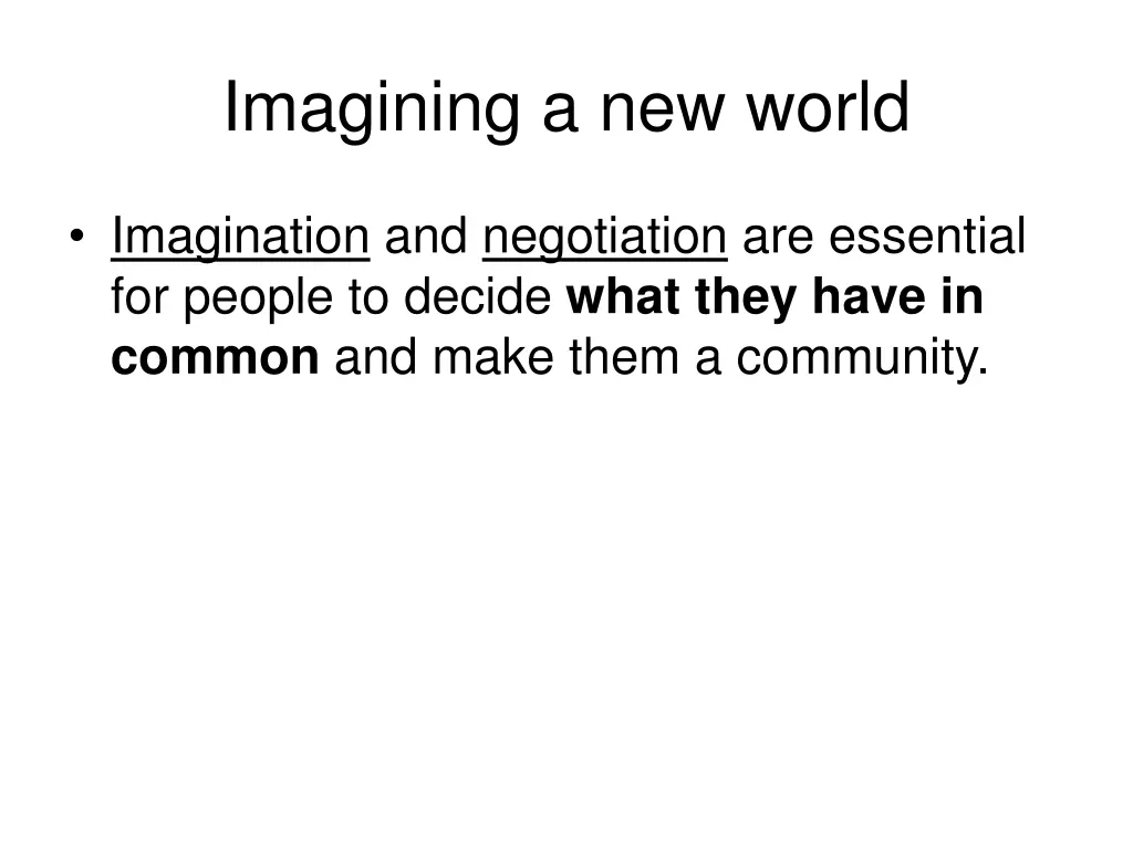 imagining a new world