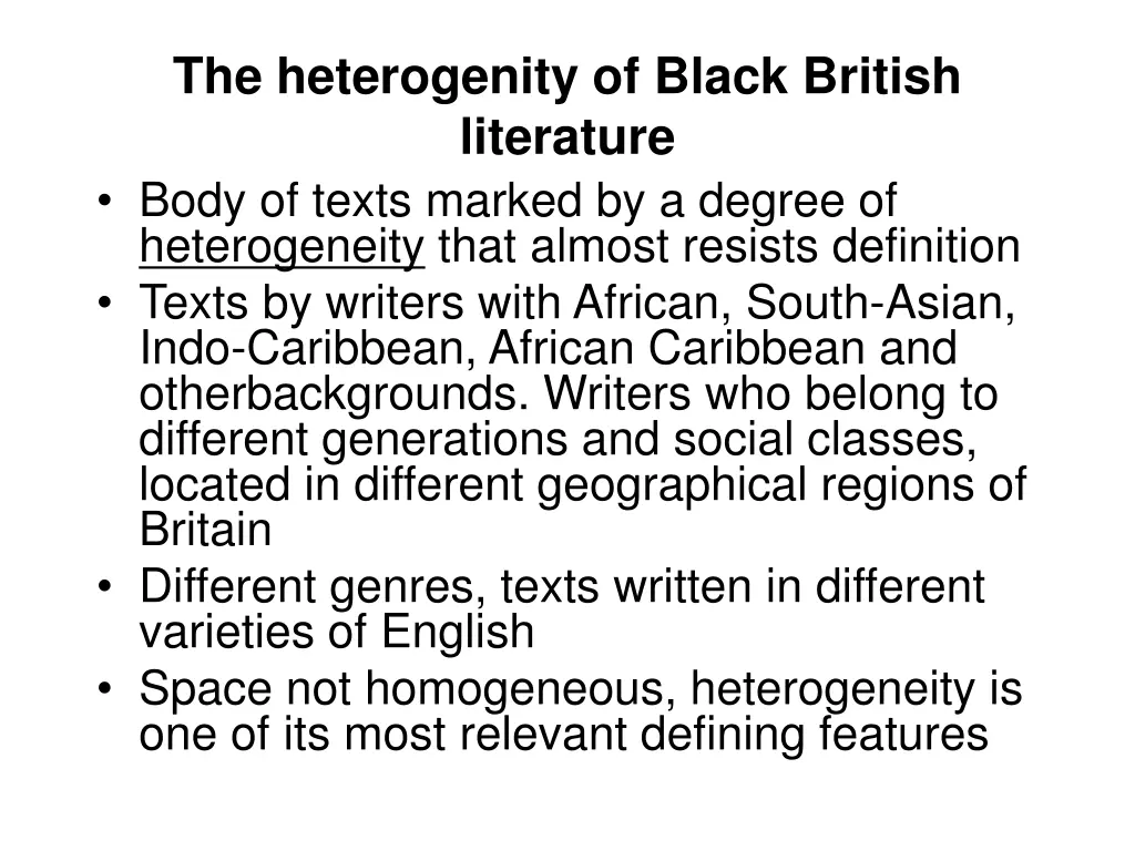 the heterogenity of black british literature body