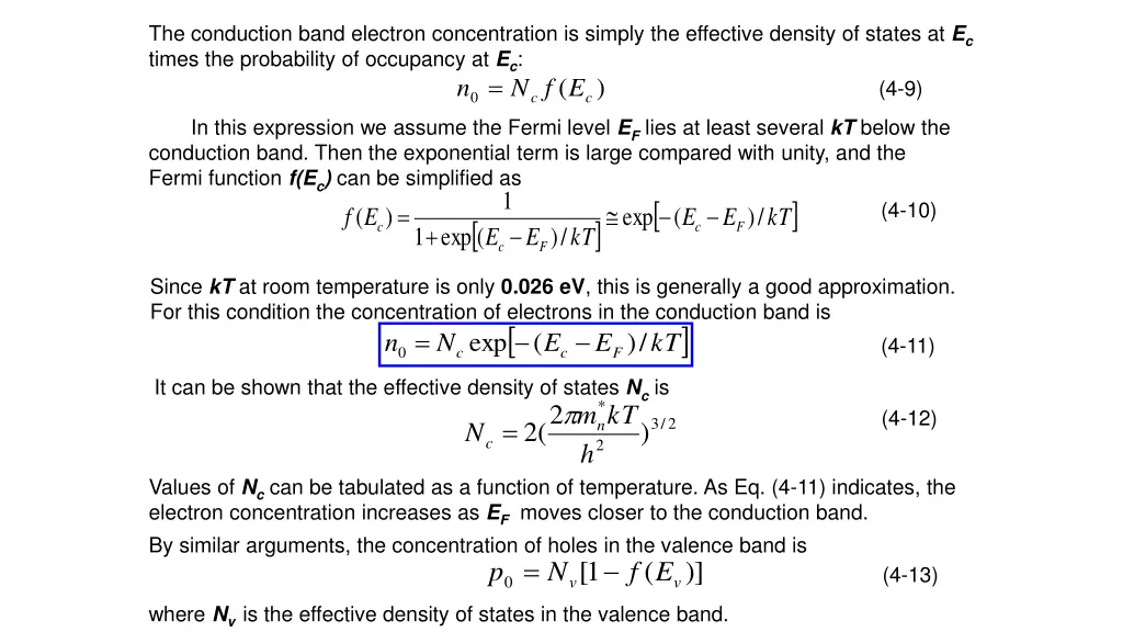 the conduction band electron concentration