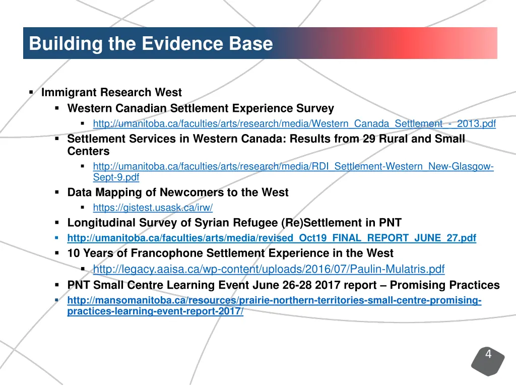 building the evidence base