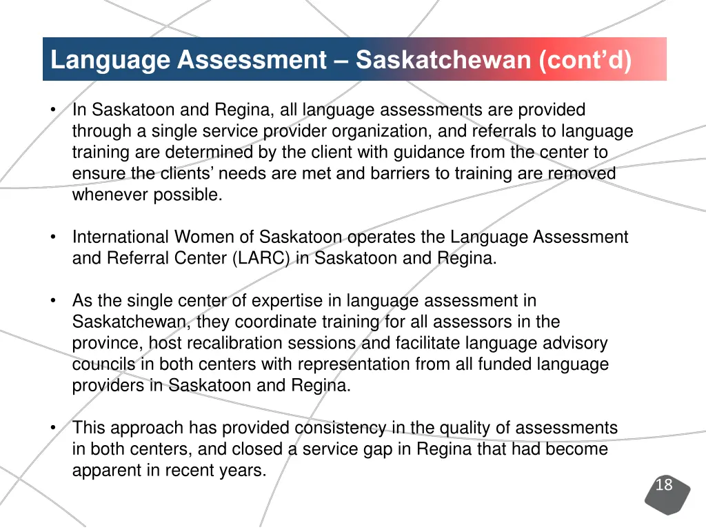 language assessment saskatchewan cont d