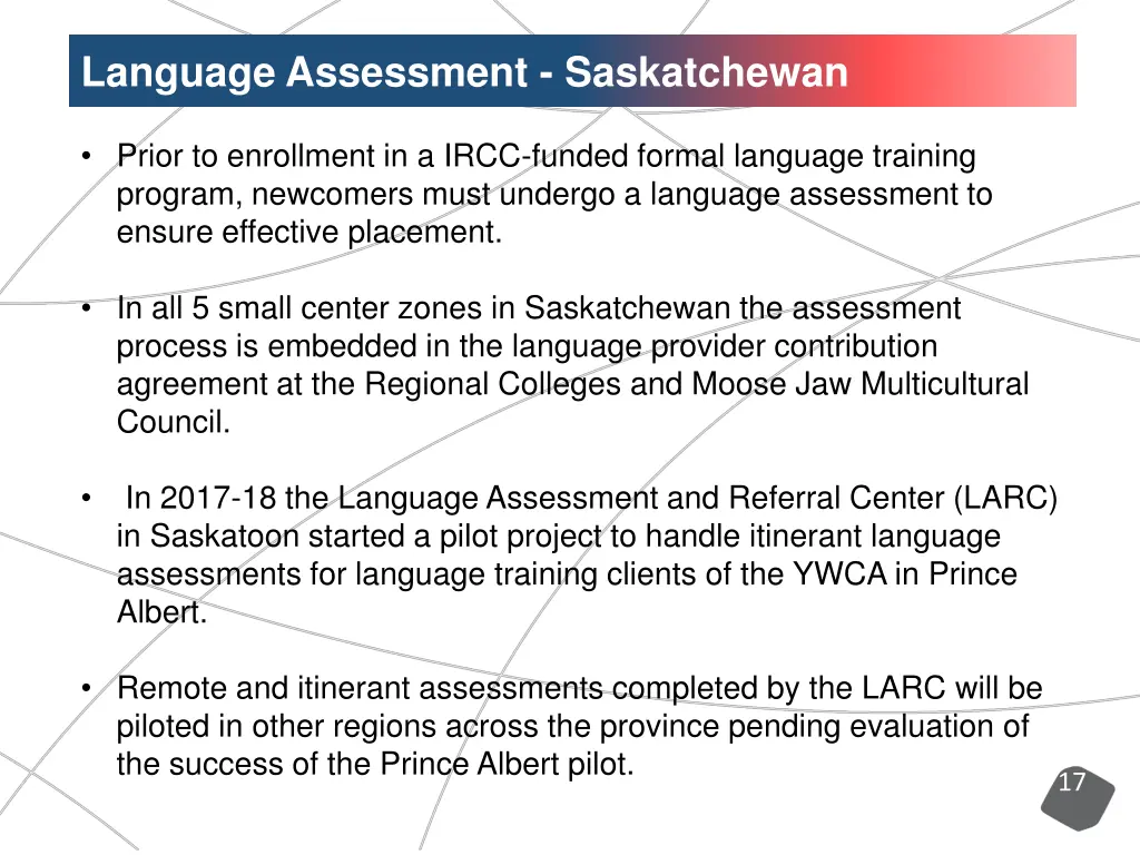 language assessment saskatchewan