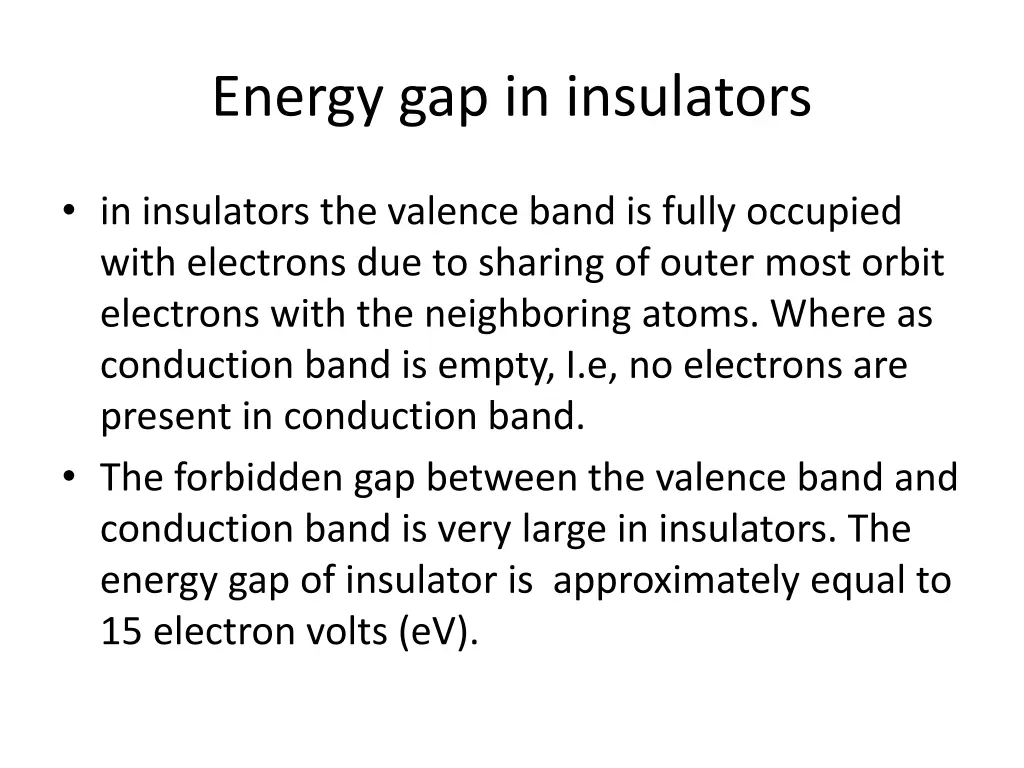 energy gap in insulators