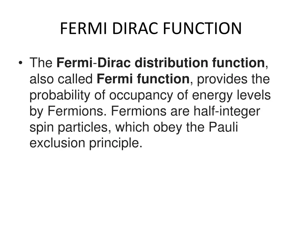 fermi dirac function