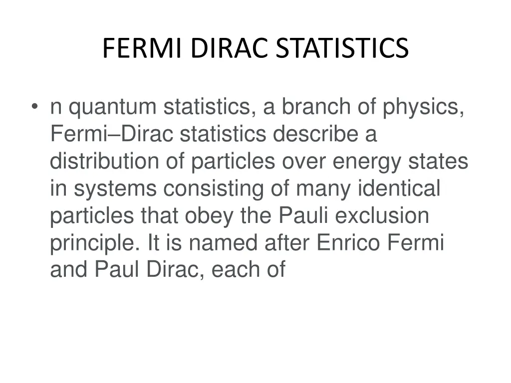 fermi dirac statistics