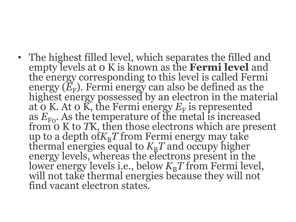 the highest filled level which separates