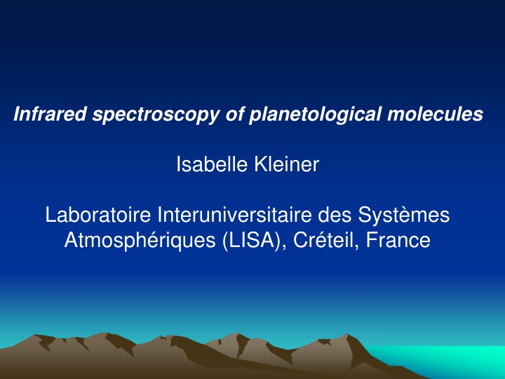 infrared spectroscopy of planetological molecules