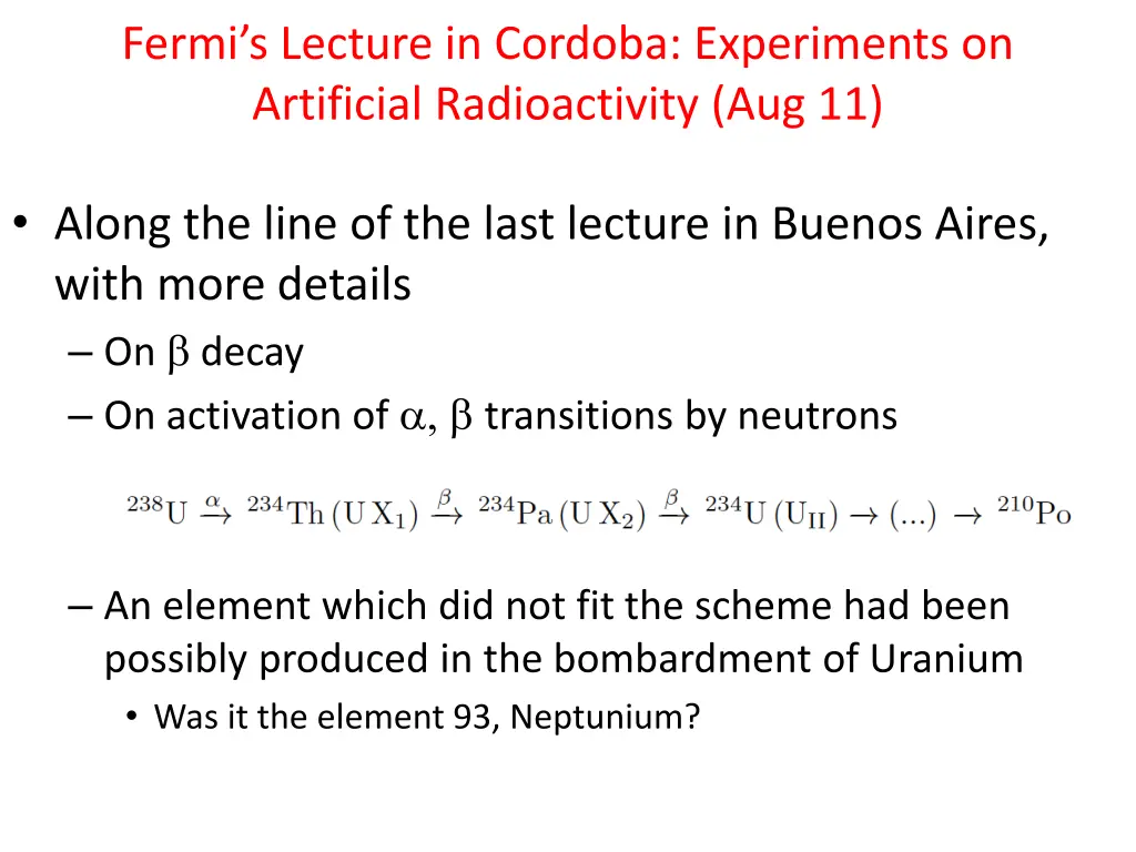 fermi s lecture in cordoba experiments