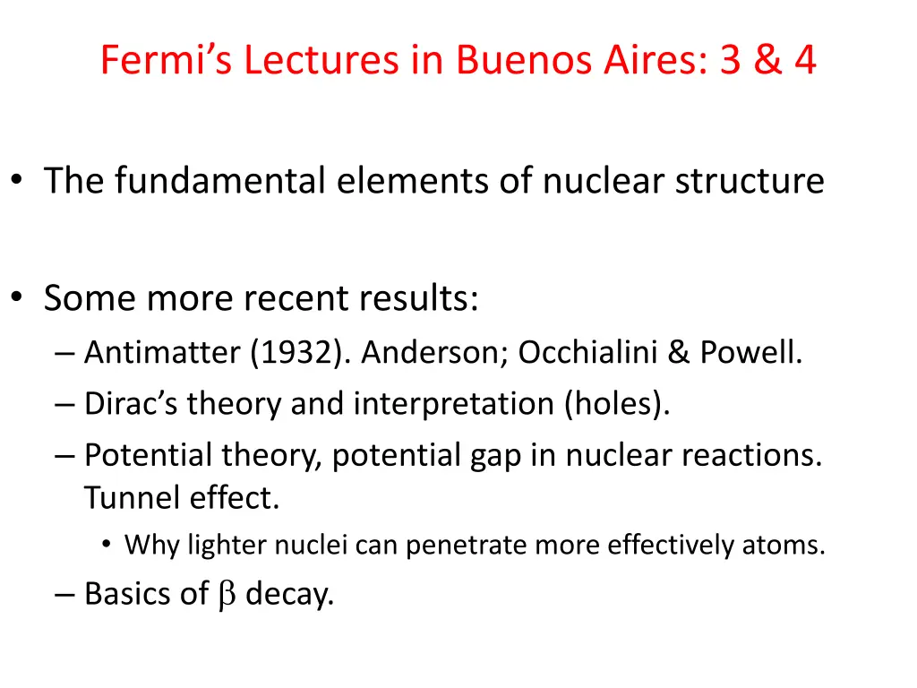 fermi s lectures in buenos aires 3 4