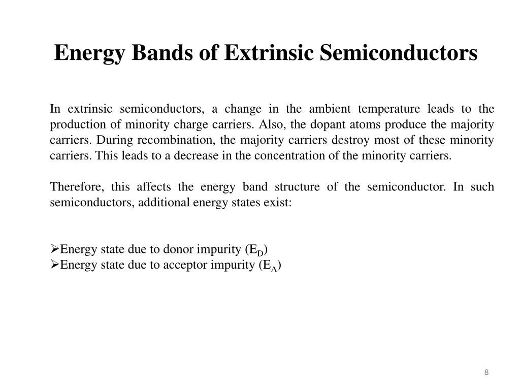 energy bands of extrinsic semiconductors