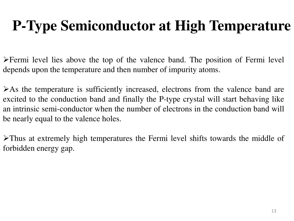 p type semiconductor at high temperature