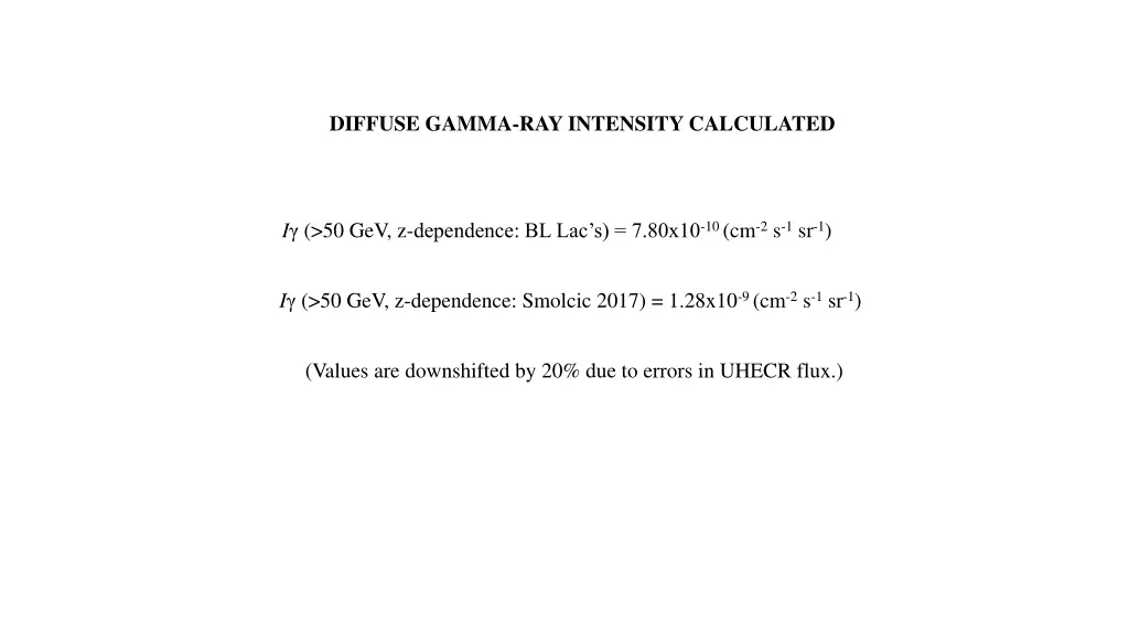 diffuse gamma ray intensity calculated