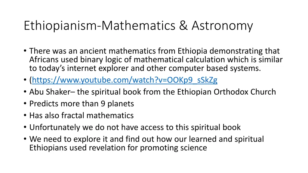 ethiopianism mathematics astronomy