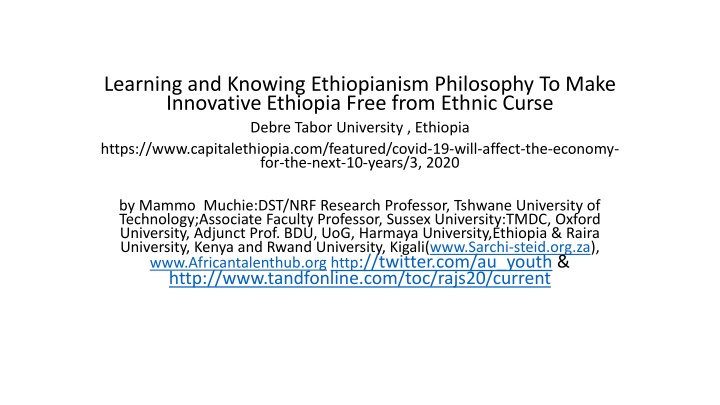 learning and knowing ethiopianism philosophy