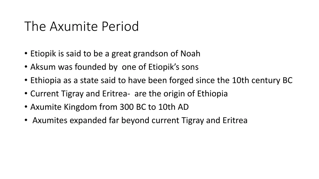 the axumite period