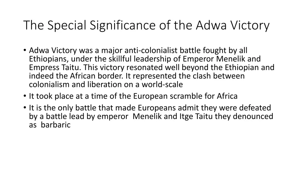 the special significance of the adwa victory