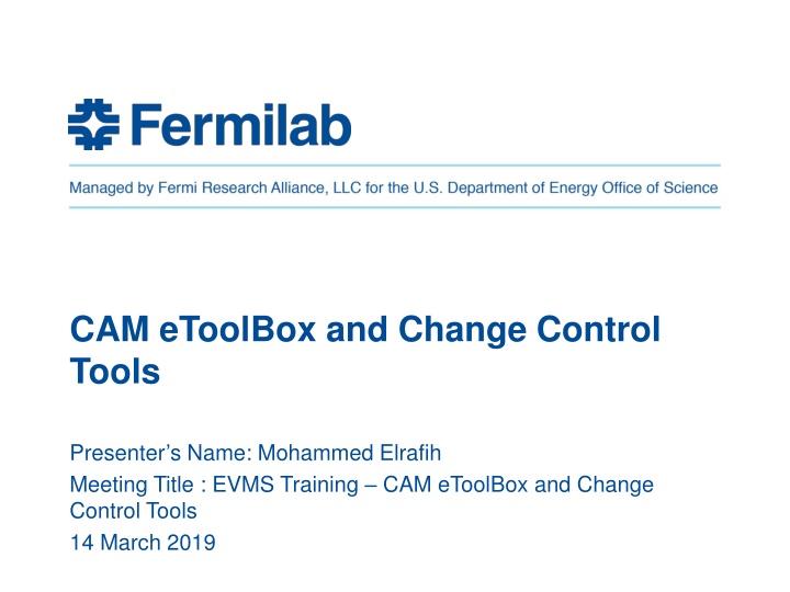 cam etoolbox and change control tools