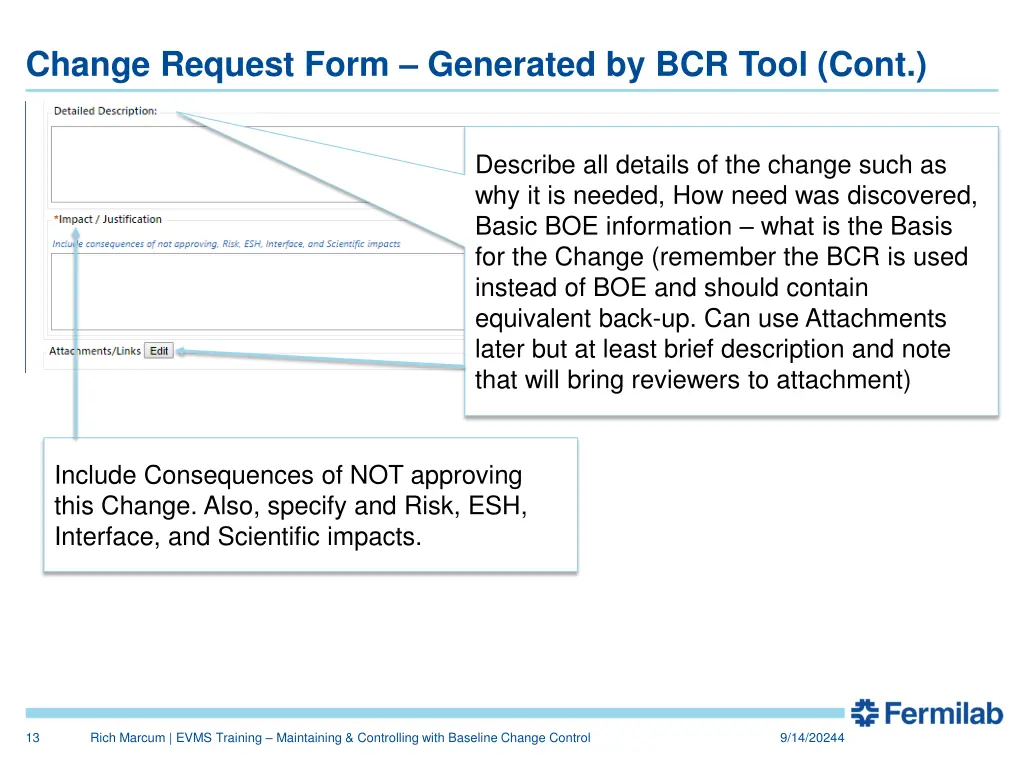 change request form generated by bcr tool cont 1