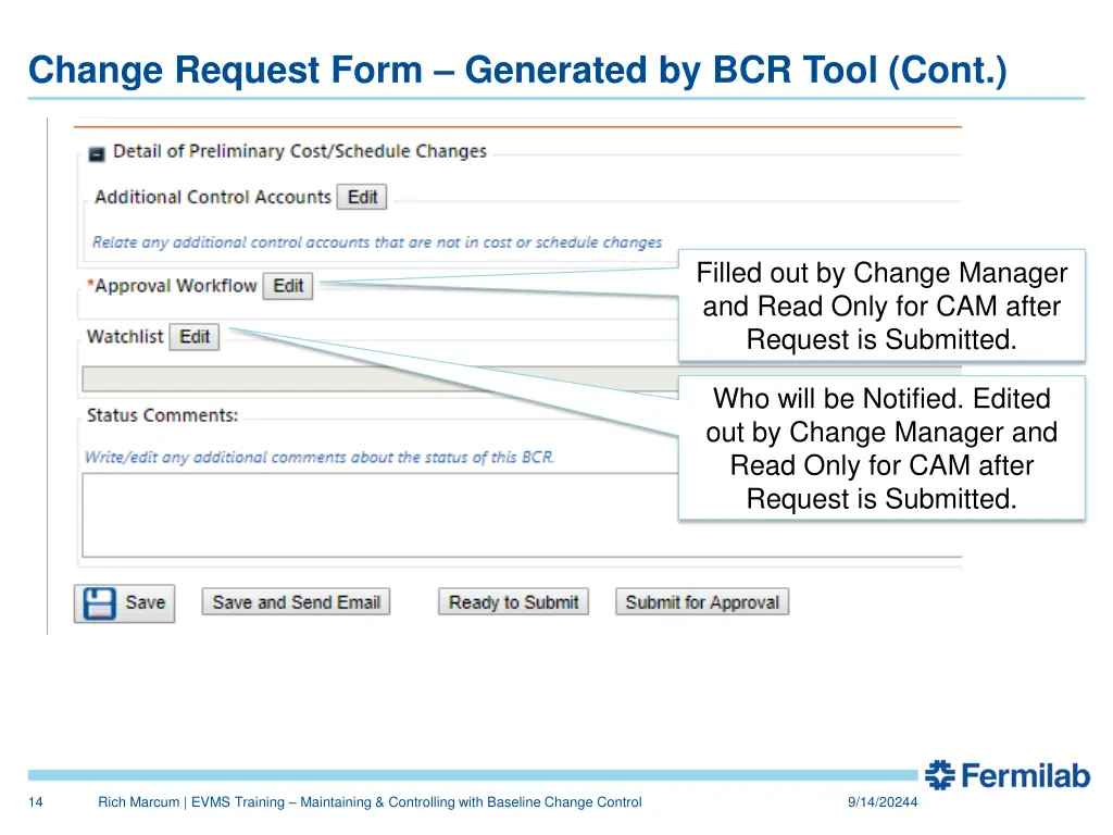 change request form generated by bcr tool cont 2