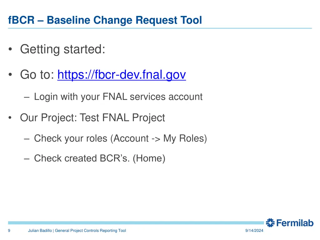 fbcr baseline change request tool