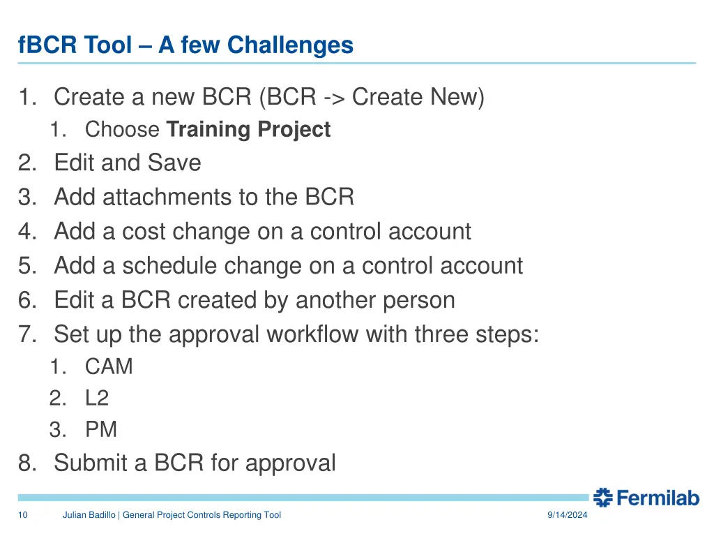 fbcr tool a few challenges