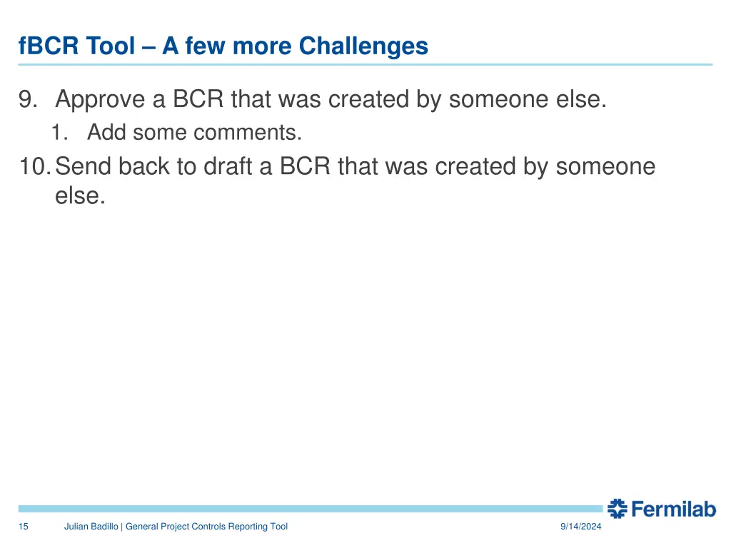 fbcr tool a few more challenges