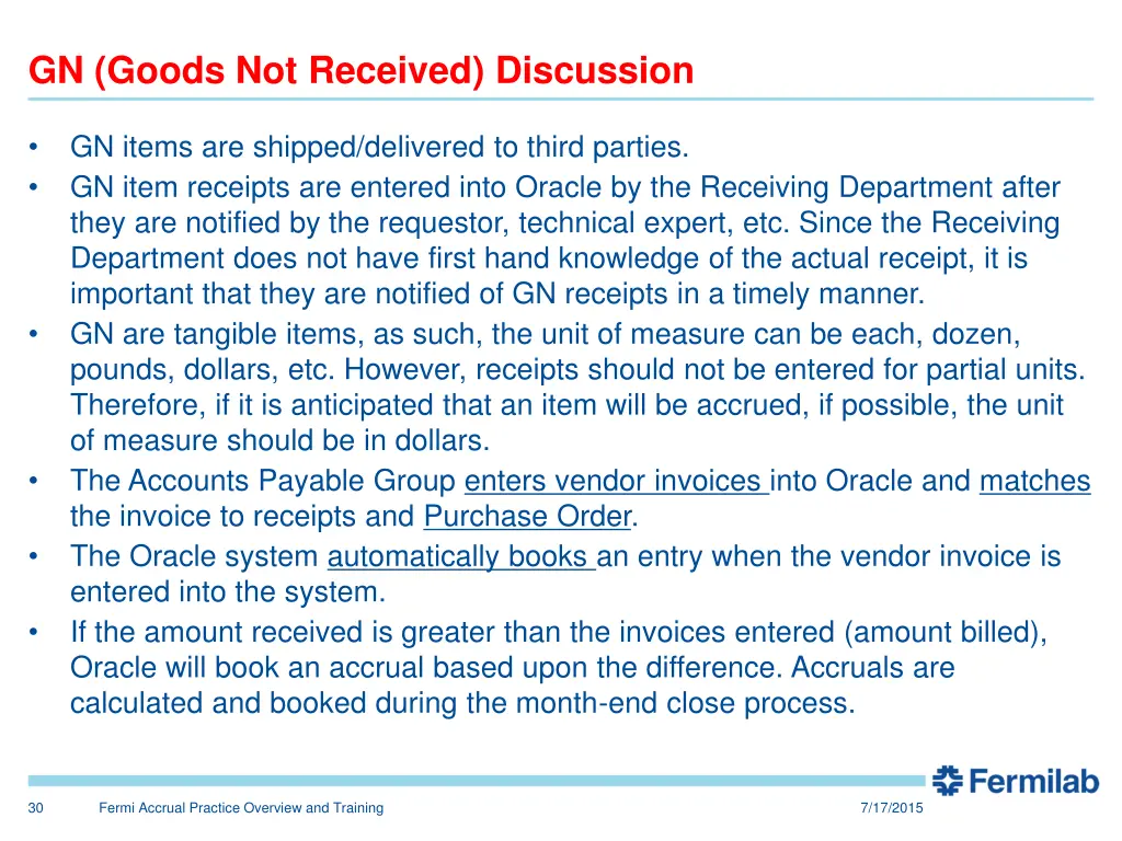 gn goods not received discussion