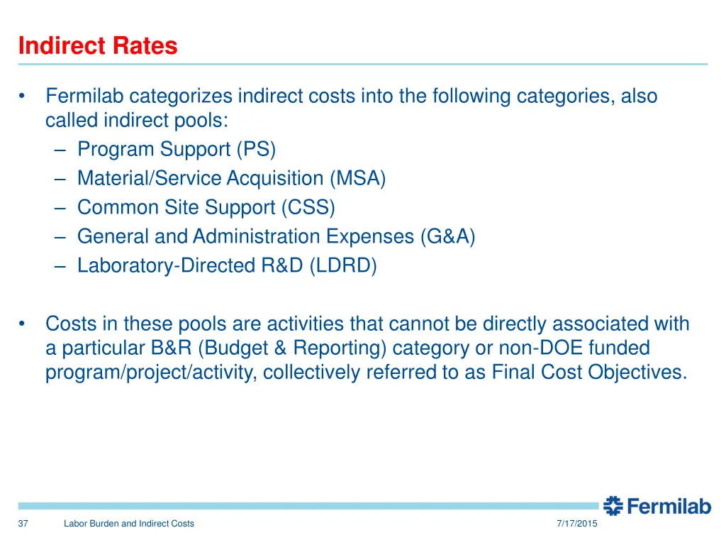 indirect rates