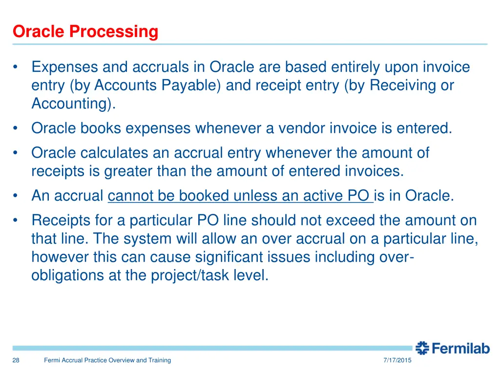 oracle processing