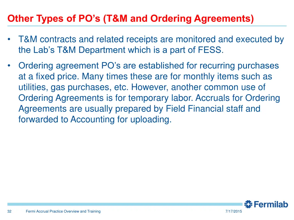 other types of po s t m and ordering agreements