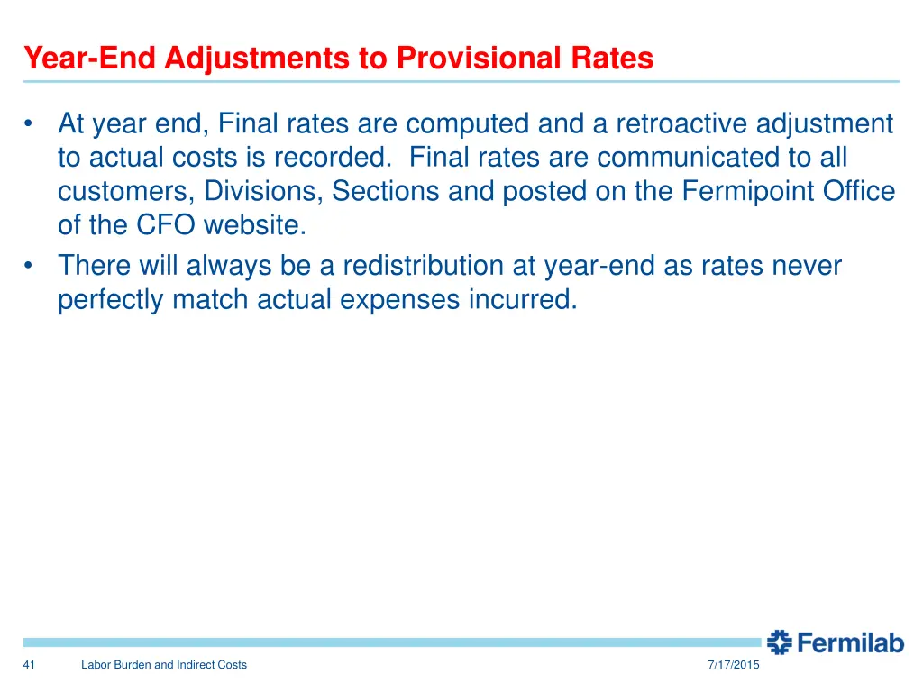 year end adjustments to provisional rates